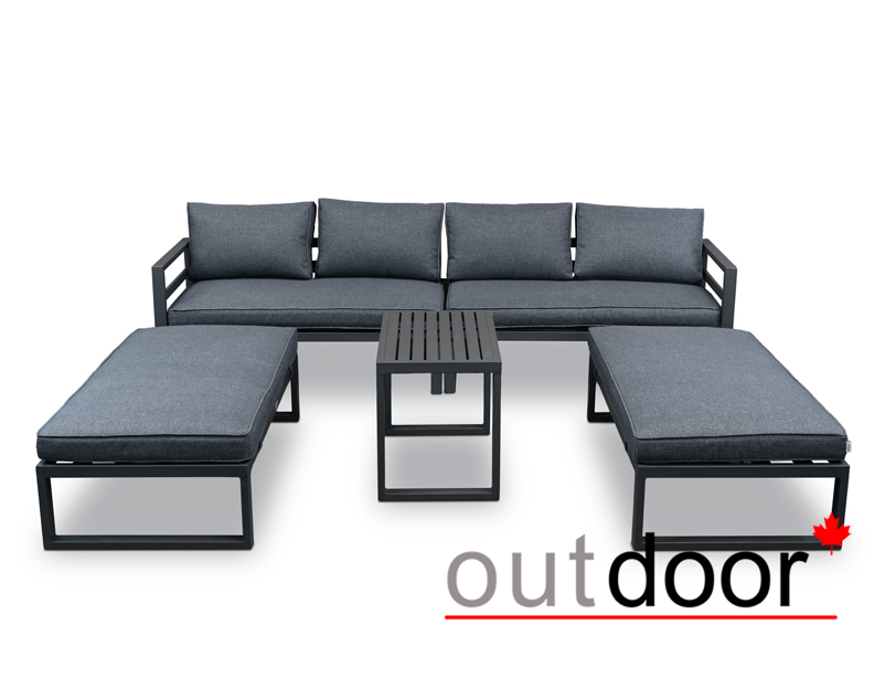 Комплект мебели  OUTDOOR Севилья (3-местный диван, 2 кресла, кофейный стол), темно-серый