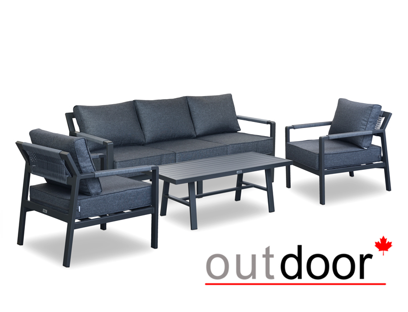 Комплект мебели  OUTDOOR Оксфорд (4-кресла, кофейный стол), серый/графит