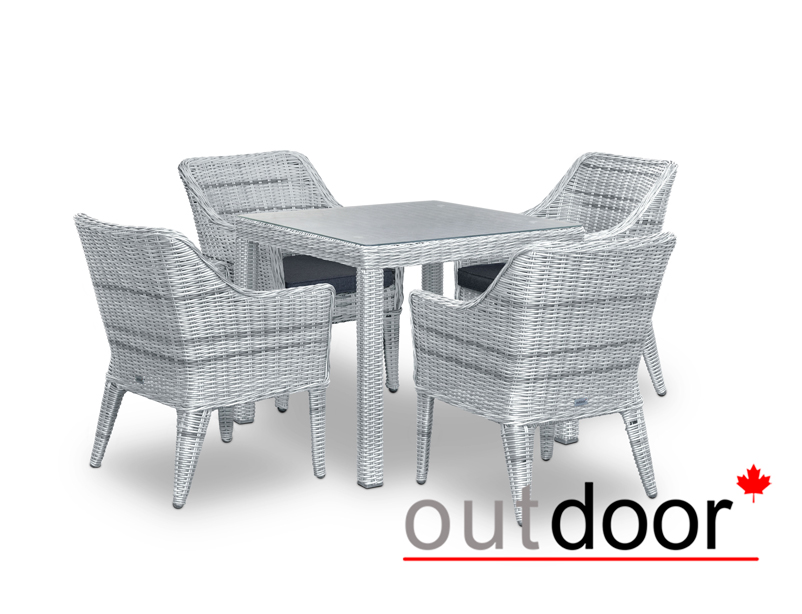 Комплект мебели из ротанга OUTDOOR Прованс (стол, 4 стула), узкое плетение, кварц