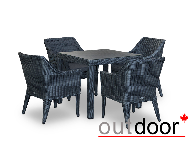 Комплект мебели из ротанга OUTDOOR Прованс (стол, 4 стула), узкое плетение, капучино