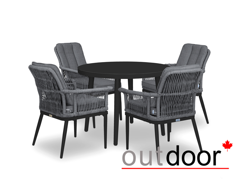 Комплект мебели из ротанга OUTDOOR Фиджи (стол, 4 стула), узкое плетение, светлый микс